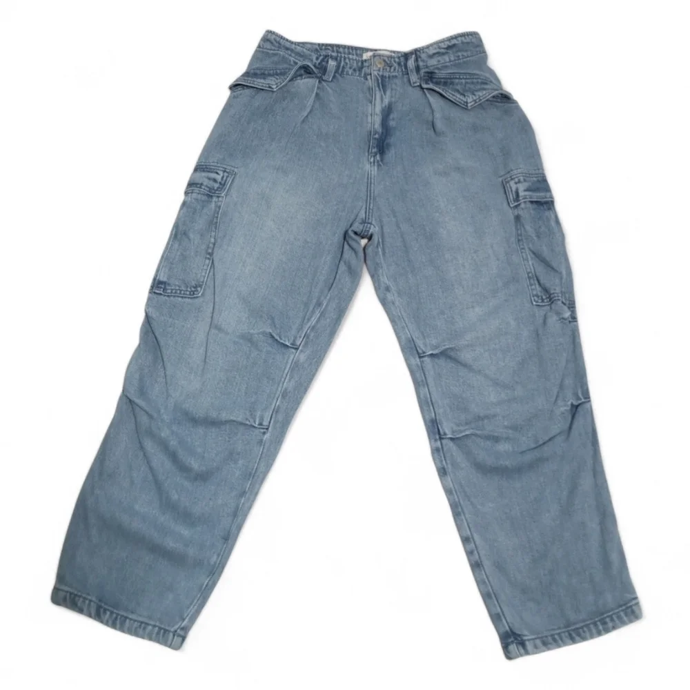 Lucky Brand Liquid Denim Luxe Cargo Jeans Relaxed Light Wash Sz 12/31
